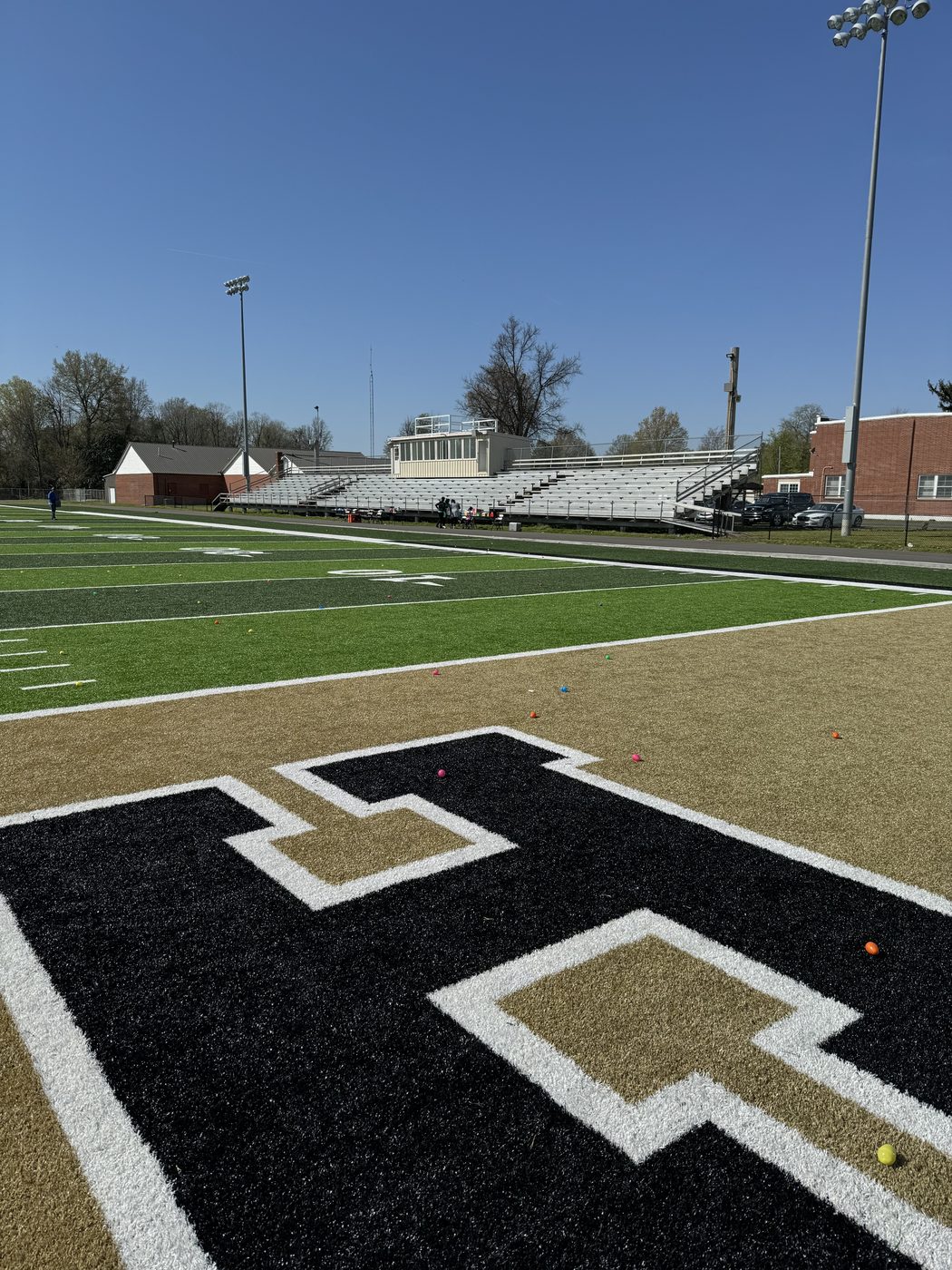 Easter egg hunt set up at the local football field